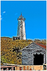 Boat Launch by Faulkner's Island Lighthouse - Digi Paint